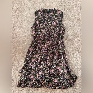 Allegra K Floral Sleeveless Mini Dress - Black and Pink